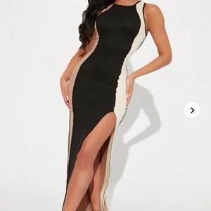 Fashion Nova Black and Tan Dress